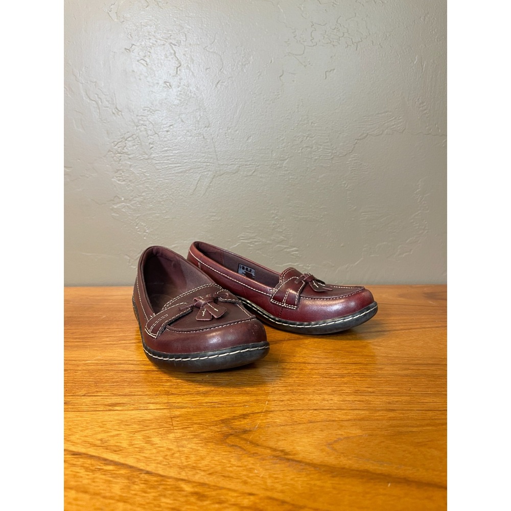Clarks Ashland Bubble Loafers Womens 6 Brown Tassel Leather Slip On Comfort